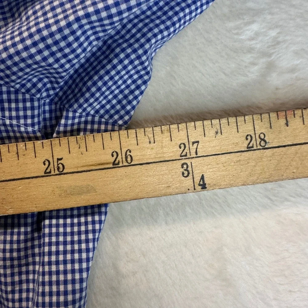 Polo Ralph Lauren Mens XXL Custom Fit Gingham Check Button Down Shirt Blue White